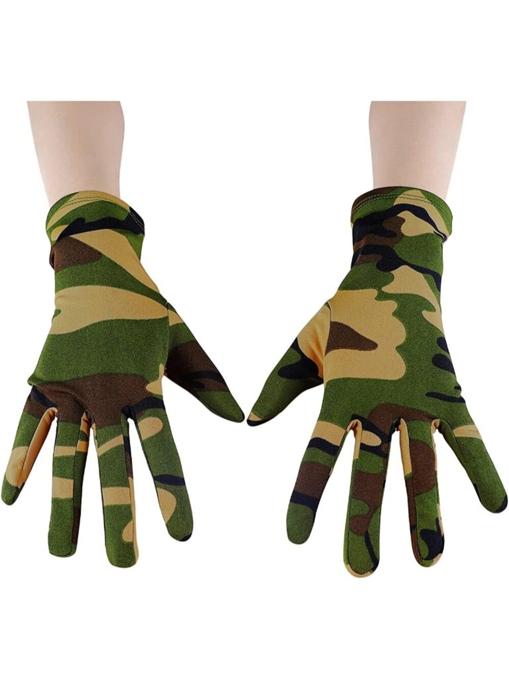 Women's Camouflage Full Finger Pull On Wrist Length Cotton Hand Liner Gloves
